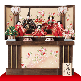 雛人形,塗り台飾り・収納飾り,1019,焼桐収納飾り 京十一番親王柳官女付