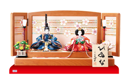 雛人形,親王飾り,1301,塗り桜ミニ平台飾り 京十二番親王